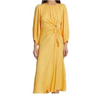 NWT FARM RIO Piping Midi Dress Yellow